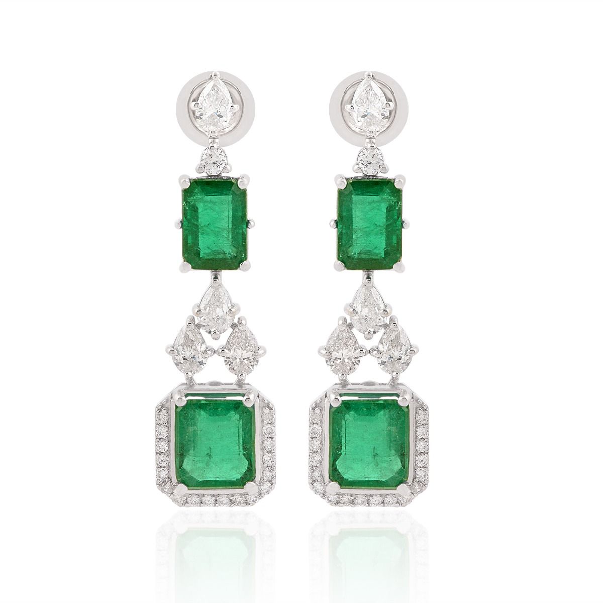 9.08 TCW SI Clarity HI Color Diamond Zambian Emerald Gemstone Earrings |Chandelier Emerald Earrings |Diamond Earrings |Jewelry For Women|Gift For Her