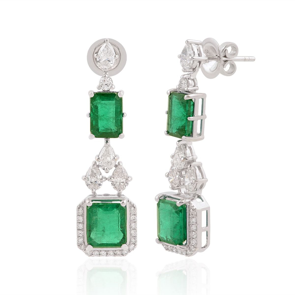 9.08 TCW SI Clarity HI Color Diamond Zambian Emerald Gemstone Earrings |Chandelier Emerald Earrings |Diamond Earrings |Jewelry For Women|Gift For Her