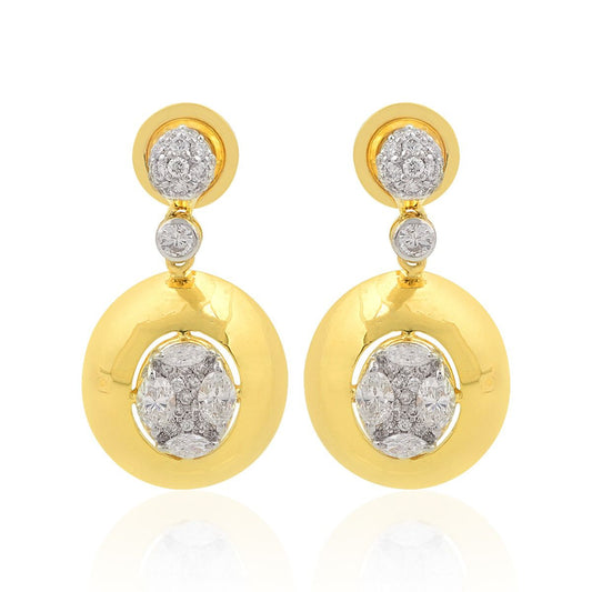 18k Yellow Gold 1.10 TCW Carats SI Clarity HI Color Diamond Dangle Earrings |Gold Earrings |Jewelry For Women |Gift For Her