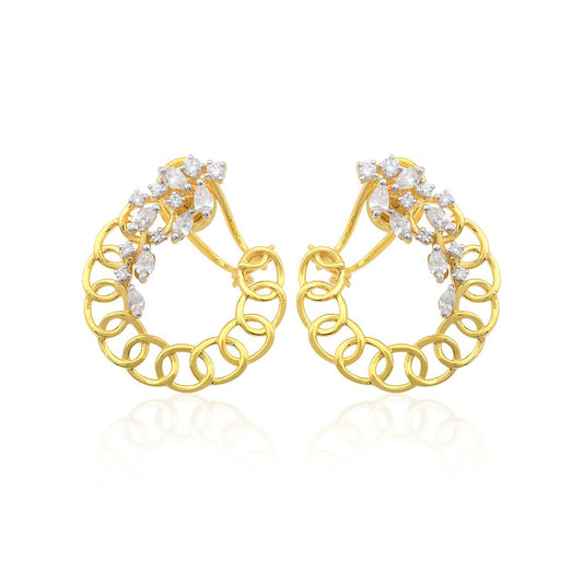 18k Yellow Gold 1.30 TCW SI Clarity HI Color Diamonds Hoop Earrings |Curb Chain Design Earrings |Diamond Earrings |Jewelry For Women