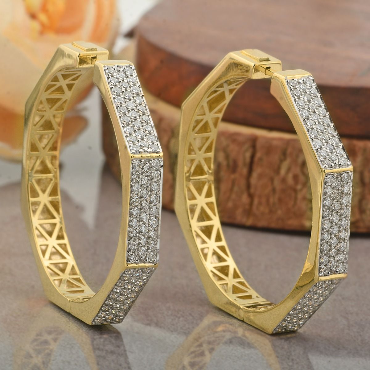 18k Yellow Gold 2.15 Ct. SI Clarity HI Color Diamond Hoop Earrings |Diamond Hoop Earings |Jewelry For Women |Gift For Her