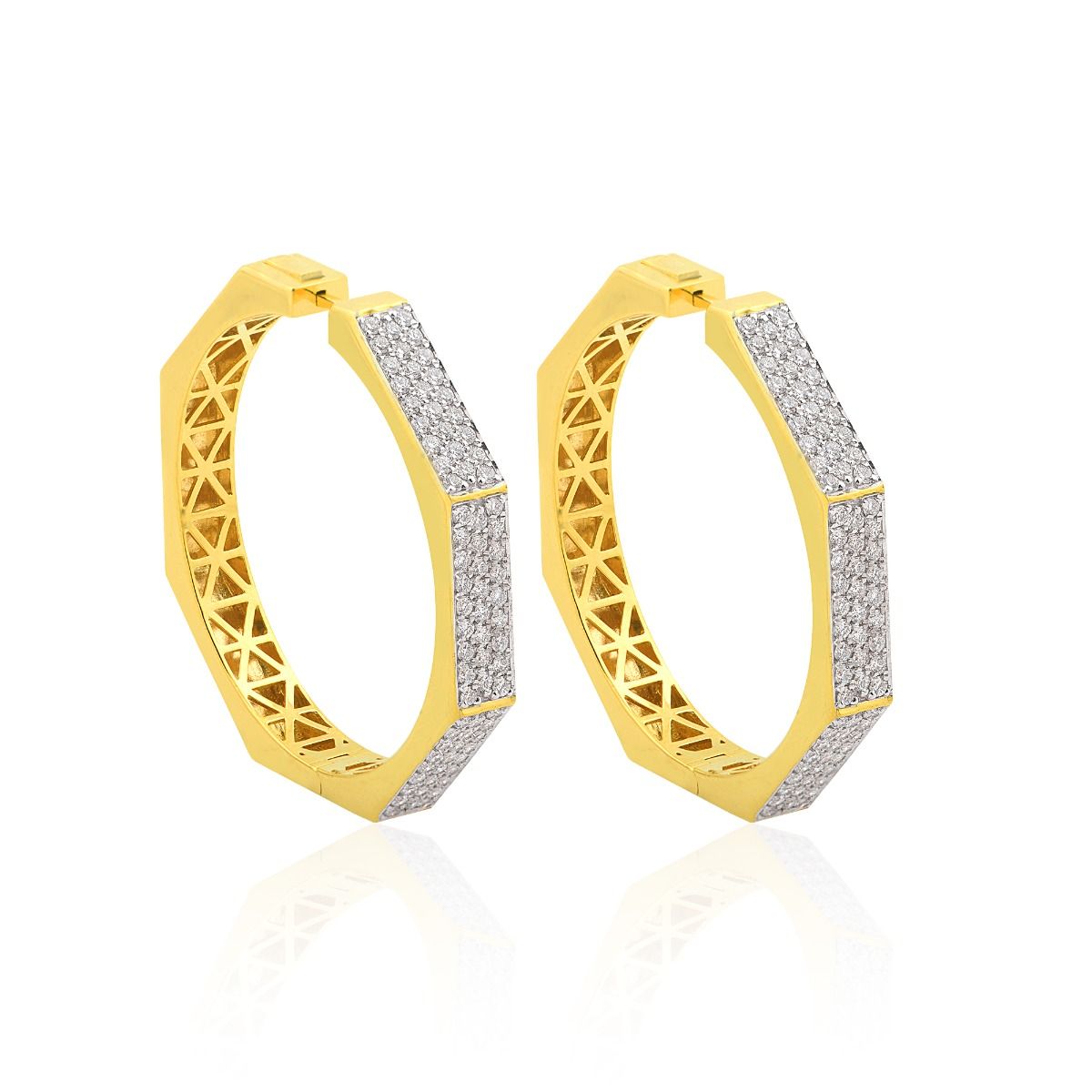 18k Yellow Gold 2.15 Ct. SI Clarity HI Color Diamond Hoop Earrings |Diamond Hoop Earings |Jewelry For Women |Gift For Her