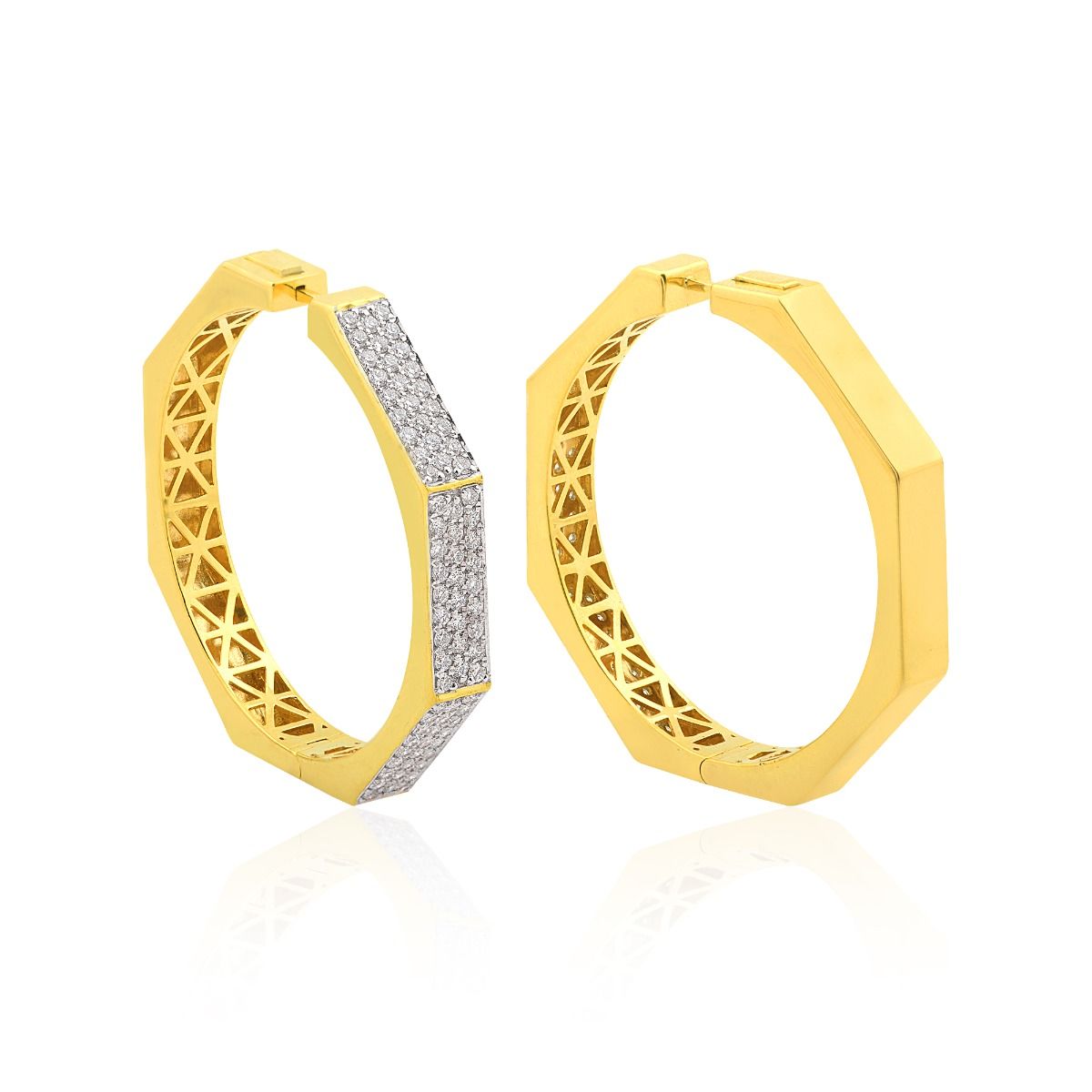 18k Yellow Gold 2.15 Ct. SI Clarity HI Color Diamond Hoop Earrings |Diamond Hoop Earings |Jewelry For Women |Gift For Her