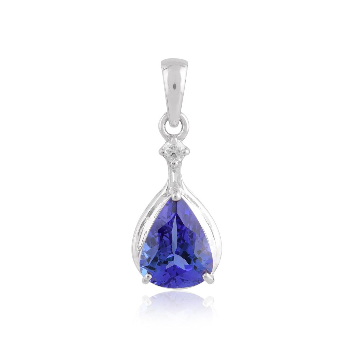 18k White Gold 0.05 Carat HI/SI Diamond Pendant Natural Tanzanite Gemstone Women Jewelry