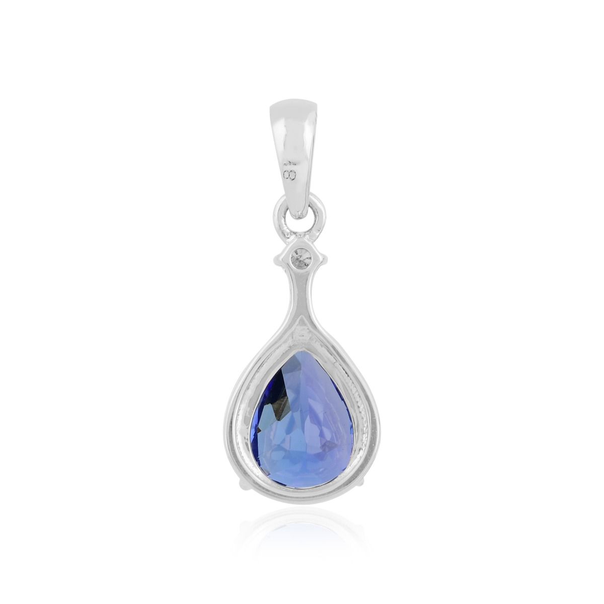 18k White Gold 0.05 Carat HI/SI Diamond Pendant Natural Tanzanite Gemstone Women Jewelry