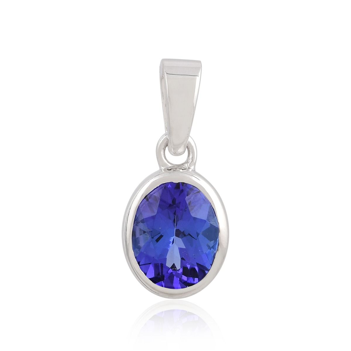 Natural 1.82 Carat Oval Shape Tanzanite Gemstone Tiny Pendant 18k White Gold Handmade Jewelry