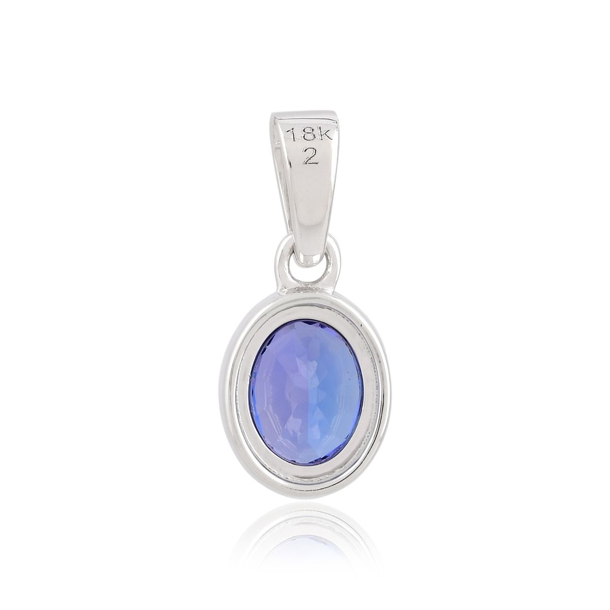 Natural 1.82 Carat Oval Shape Tanzanite Gemstone Tiny Pendant 18k White Gold Handmade Jewelry