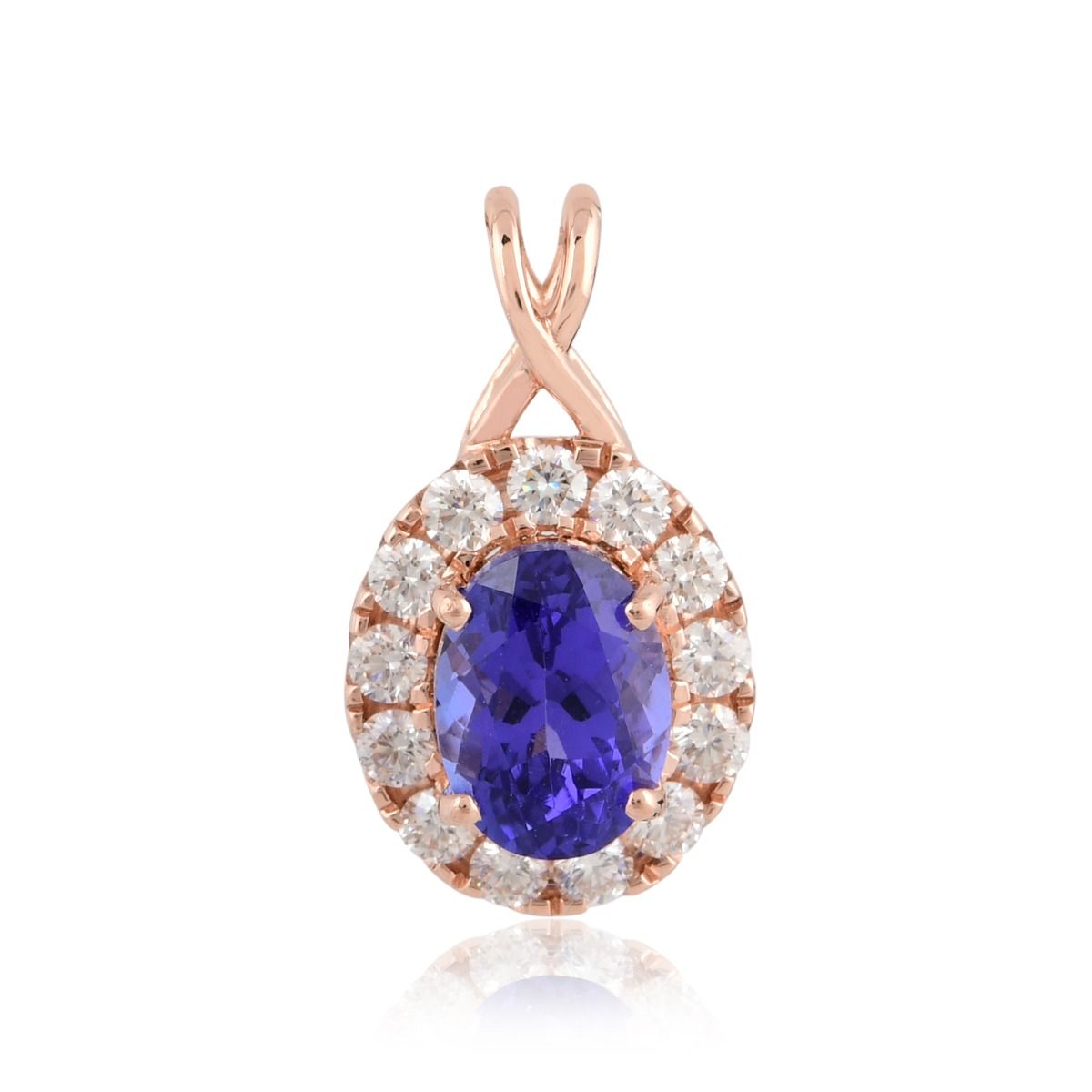 0.40 Carat HI Color SI Clarity Diamond Tanzanite Gemstone Women Pendant 18k Rose Gold Handmade Jewelry