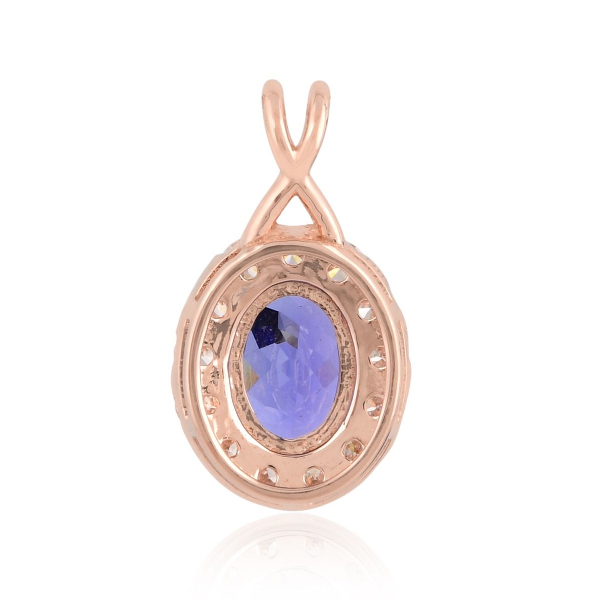 0.40 Carat HI Color SI Clarity Diamond Tanzanite Gemstone Women Pendant 18k Rose Gold Handmade Jewelry