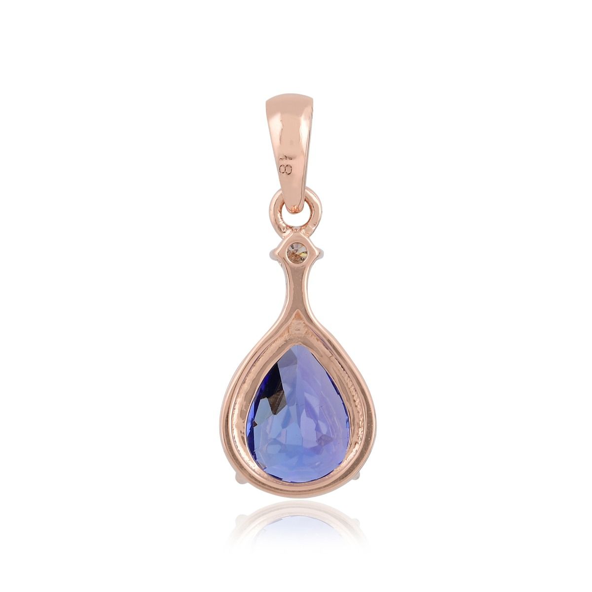 18k Rose Gold Handmade Pendant Natural 0.06 Carat HI/SI Diamond & Tanzanite Gemstone Jewelry Gift For Her