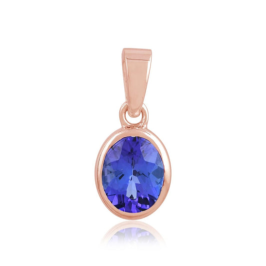 Solid 18k Rose Gold Tiny Pendant Natural 2.24 Carat Natural Tanzanite Gemstone Jewelry Birthday Gift