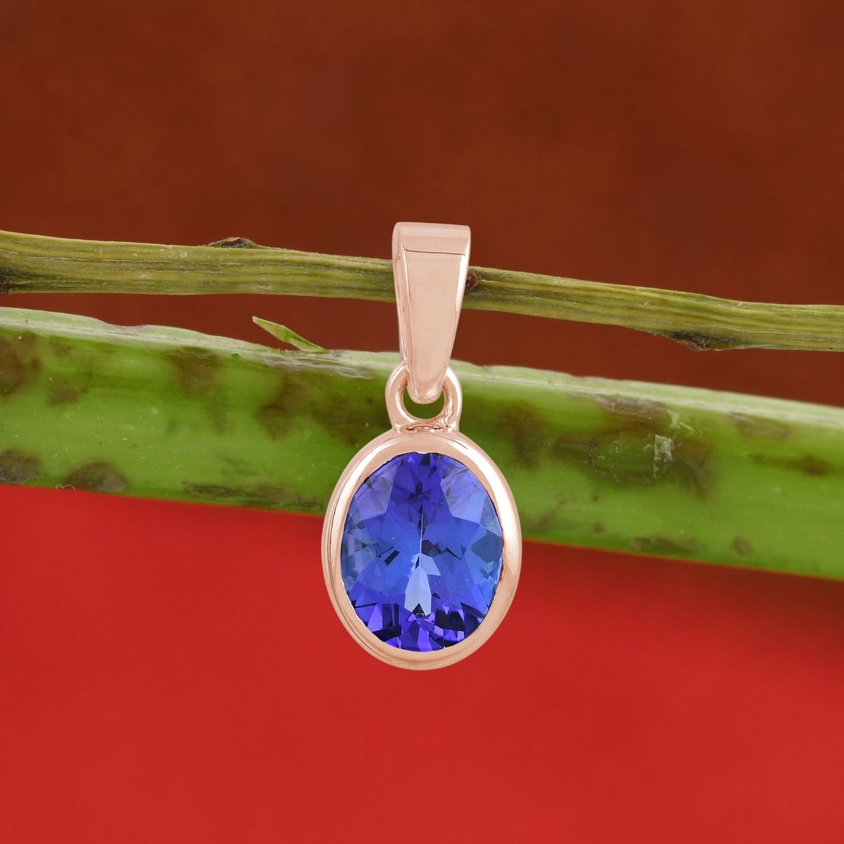 Solid 18k Rose Gold Tiny Pendant Natural 2.24 Carat Natural Tanzanite Gemstone Jewelry Birthday Gift