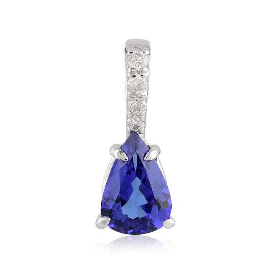 Natural 0.04 Carat HI Color SI Clarity Diamond Tanzanite Gemstone Pendant 18k White Gold Women Jewelry