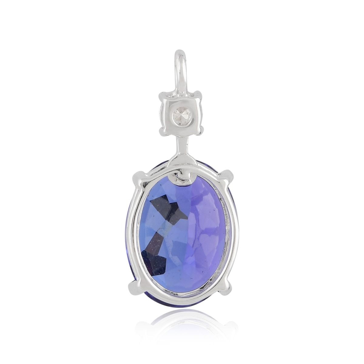 Natural 0.12 Carat HI Color SI Clarity Diamond Oval Shape Tanzanite Gemstone Pendant 18k White Gold Jewelry