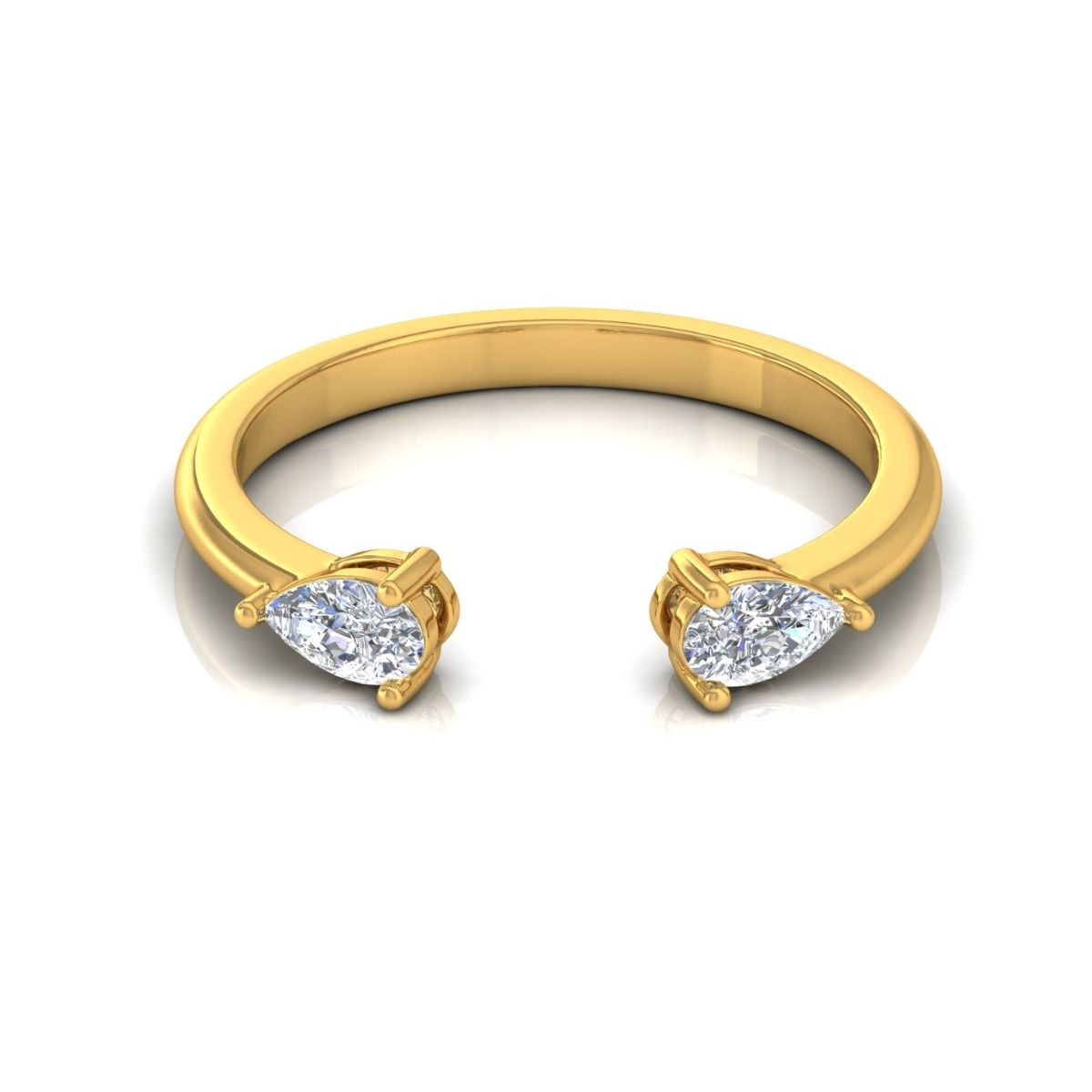 Natural Pear Shaped SI Clarity HI Color Diamond Cuff Band Solid 18k Gold Handmade Jewelry Ring