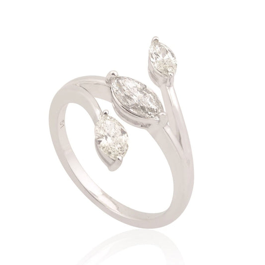 White 18k Gold Stackable Ring 1.11 TCW SI Clarity HI Color Marquise Diamond Fine Jewelry | Christmas Gift for Her