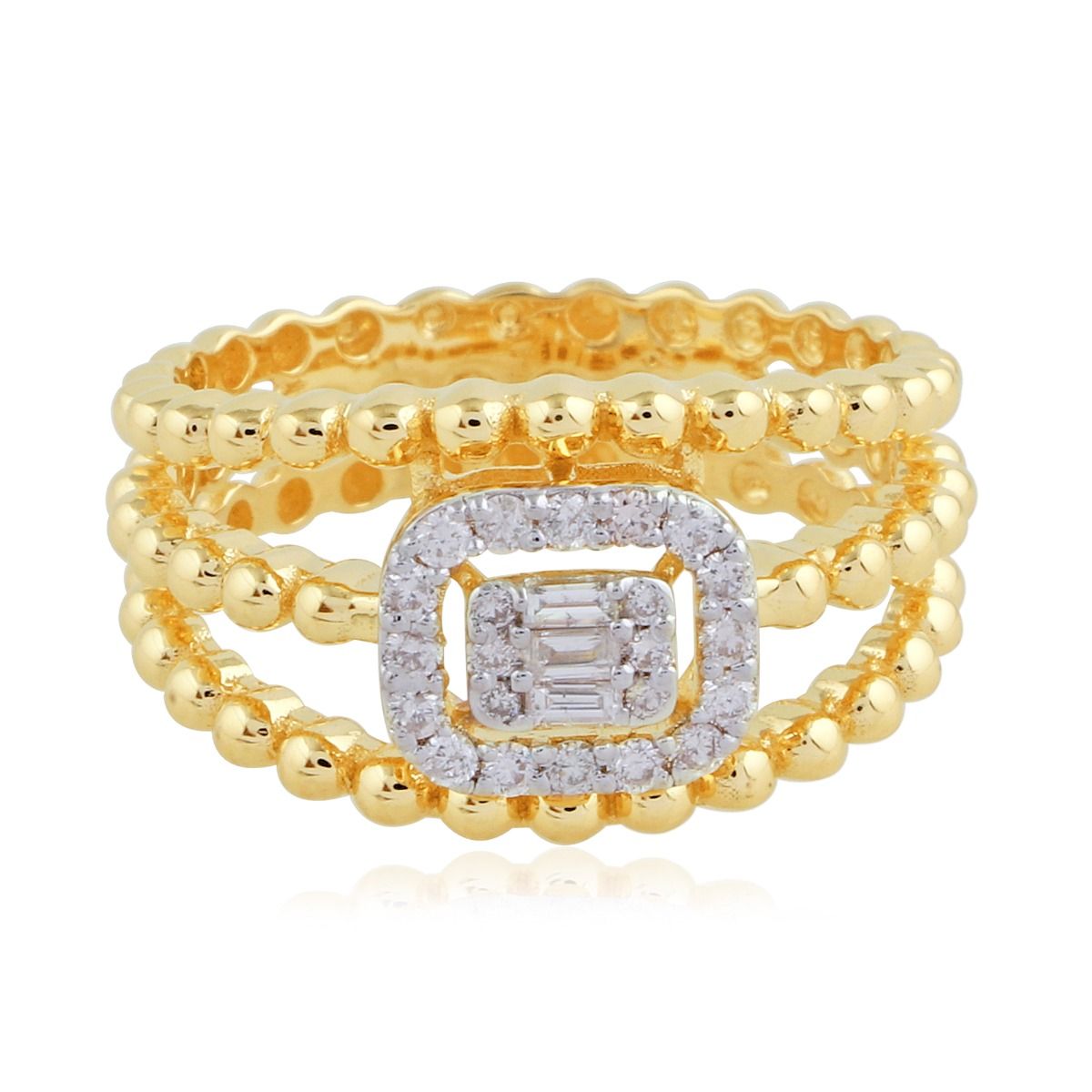 0.35 TCW Solid 18 Kt Yellow Gold SI Clarity HI Color Diamond Proposal Bubble Band Ring