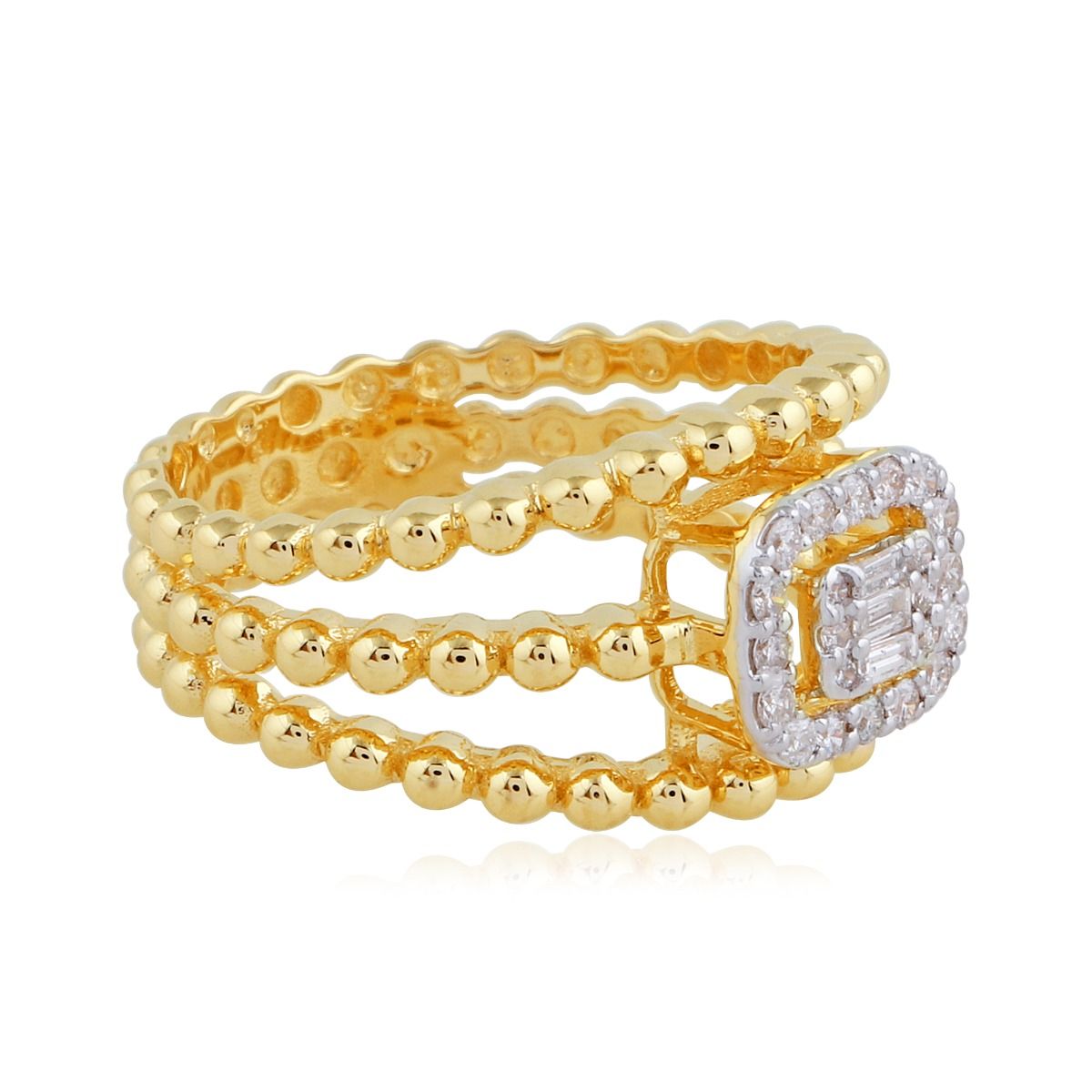 0.35 TCW Solid 18 Kt Yellow Gold SI Clarity HI Color Diamond Proposal Bubble Band Ring