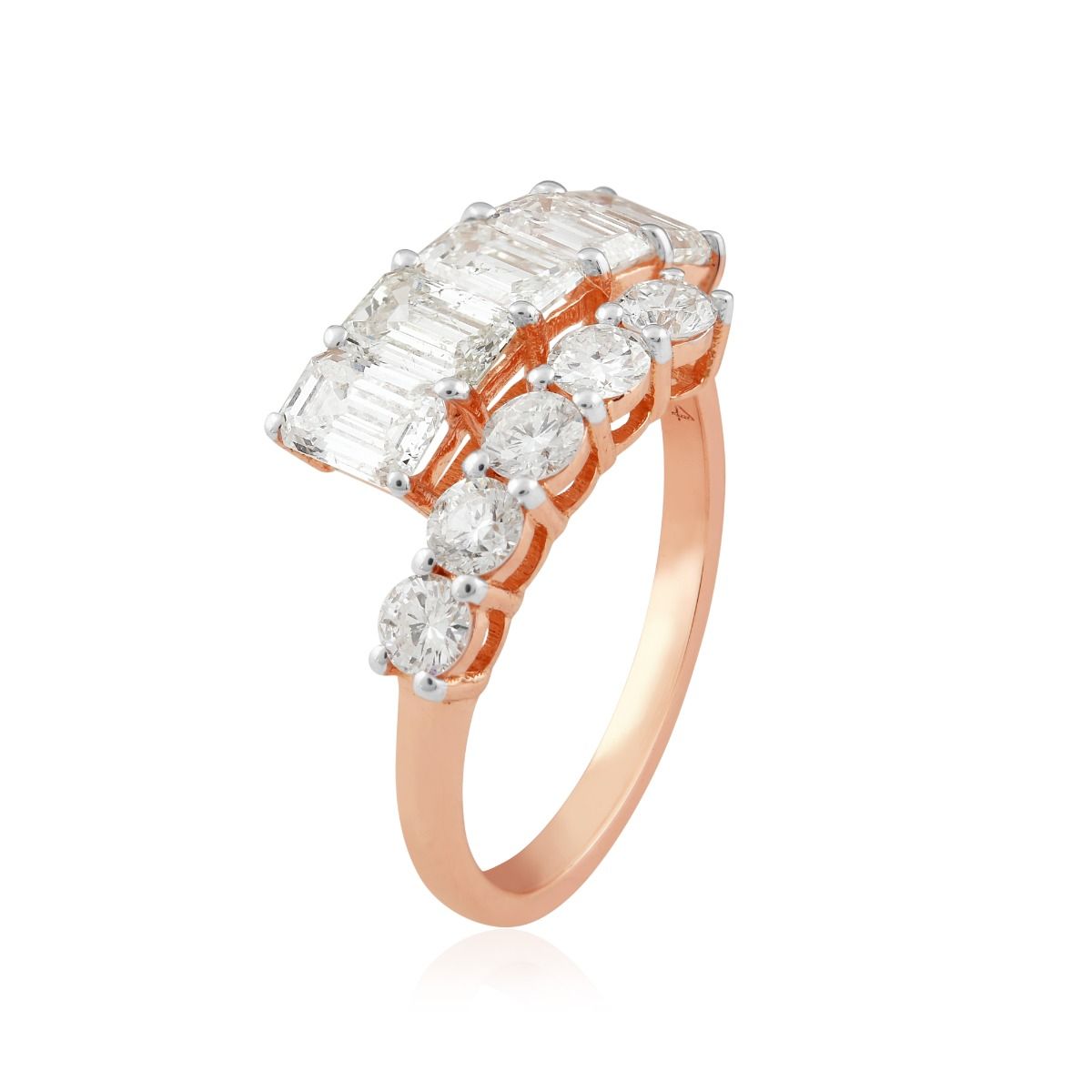 18k Rose Gold Open Band Ring Natural 2.10 Carat Hi Color Si Clarity Diamond Handmade Jewelry