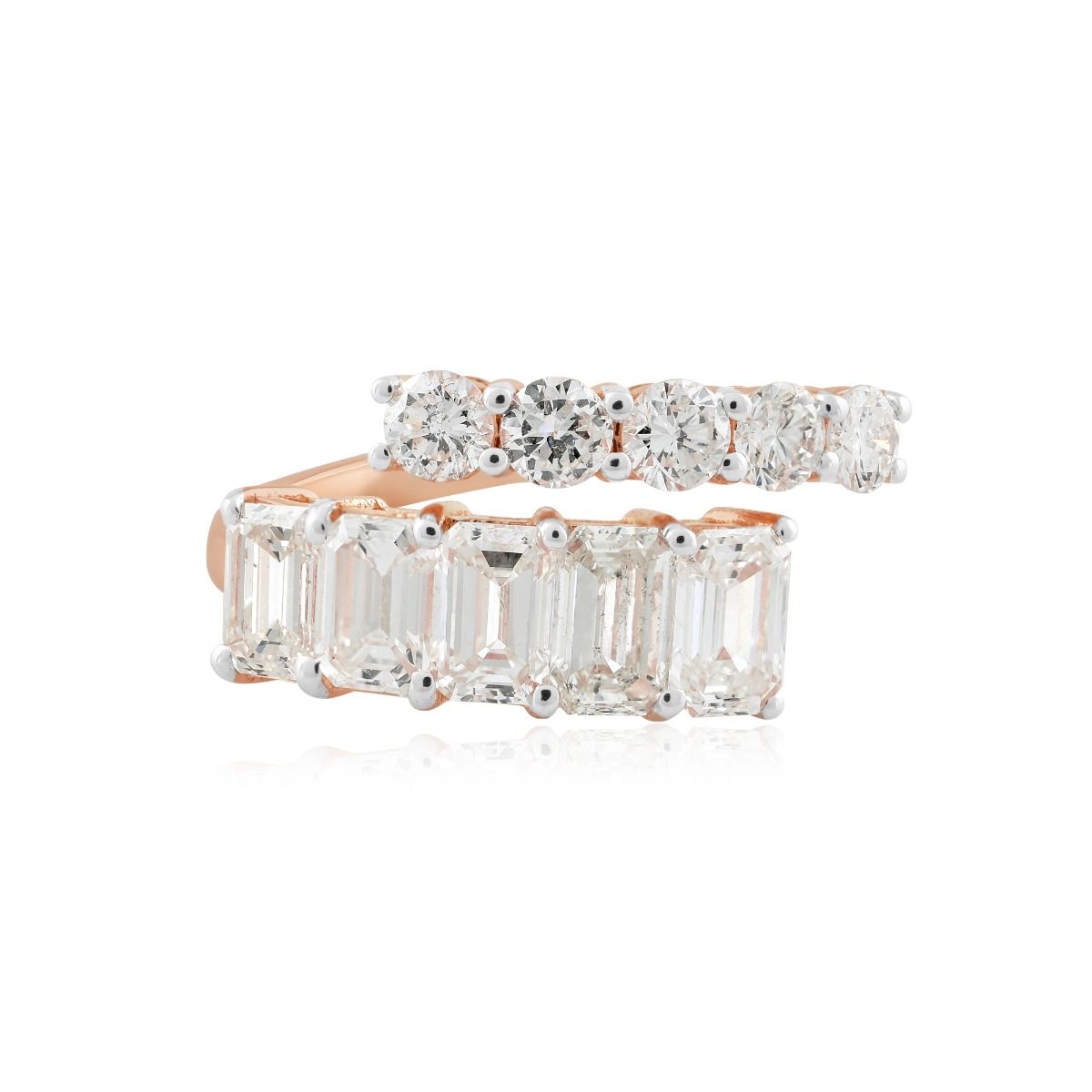 18k Rose Gold Open Band Ring Natural 2.10 Carat Hi Color Si Clarity Diamond Handmade Jewelry