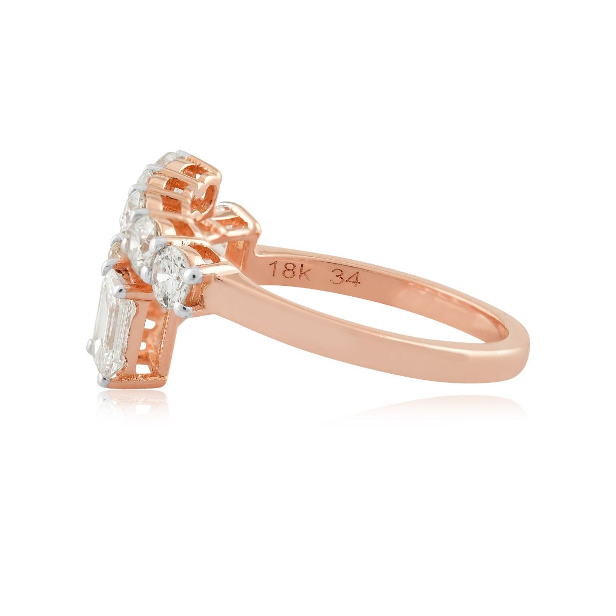 18k Rose Gold Open Band Ring Natural 2.10 Carat Hi Color Si Clarity Diamond Handmade Jewelry