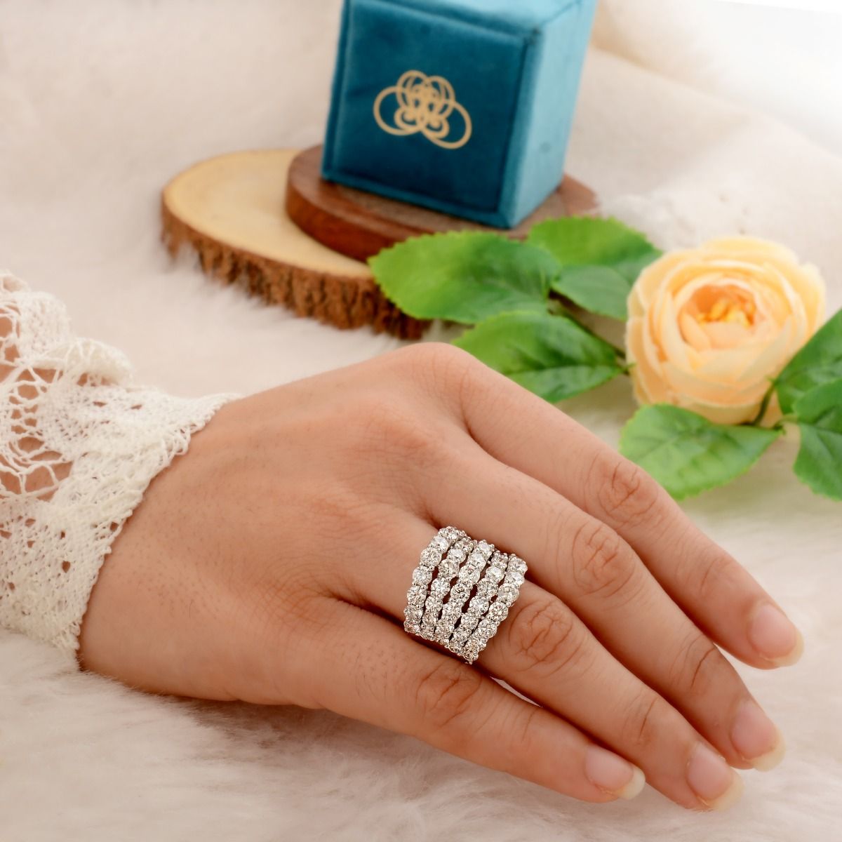 18k White Gold 5.40 TCW SI Clarity HI Color Diamond Party Wear Statement Ring Jewelry For Women