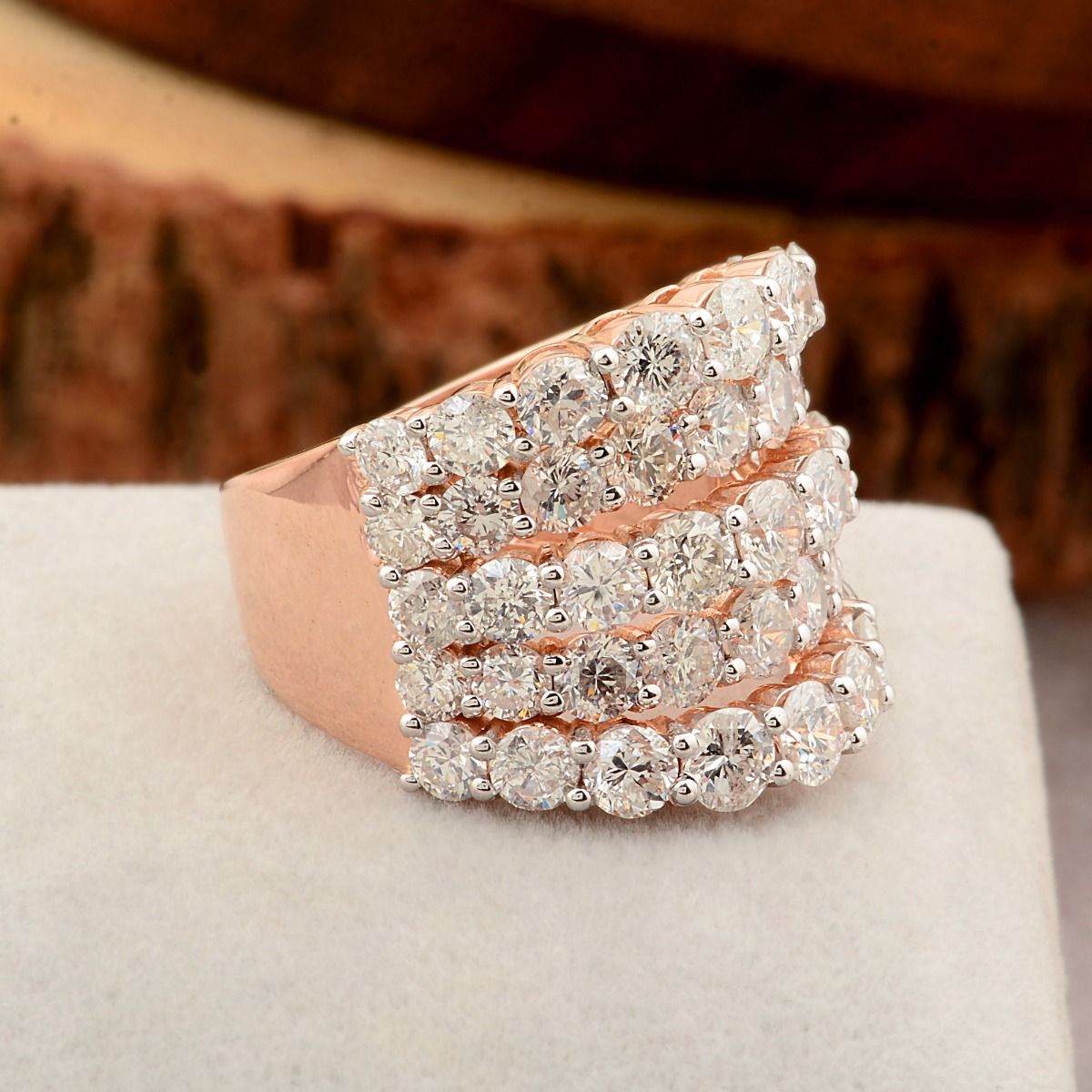 18k Rose Gold 5.34 TCW SI Clarity HI Color Diamond Statement Ring Jewelry For Women