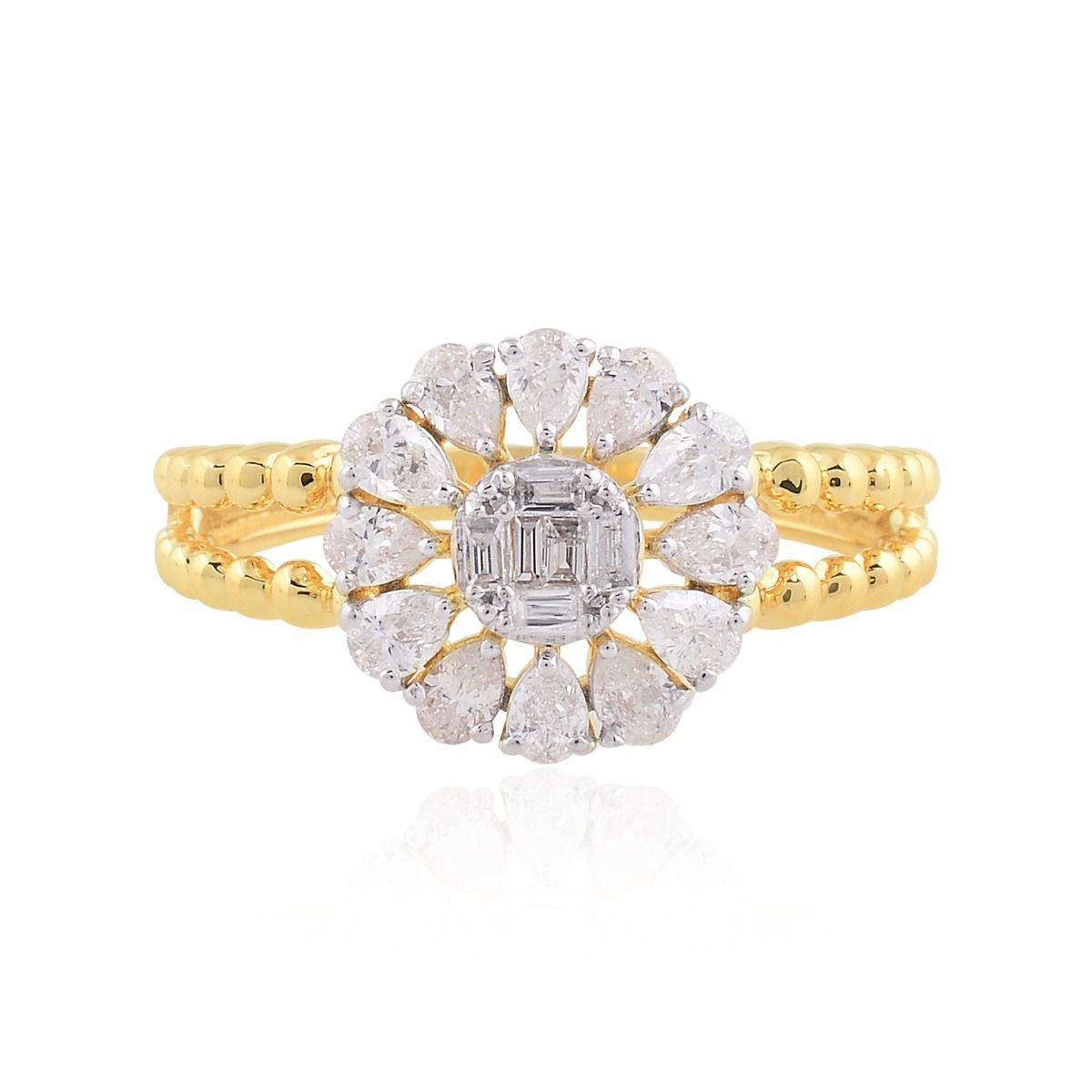 0.7 TCW Solid 18 Kt Yellow Gold SI Clarity HI Color Diamond Promise Engagement Ring