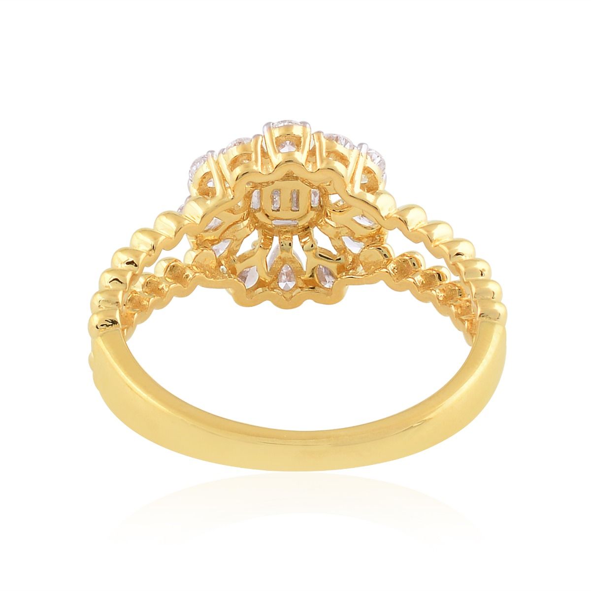 0.7 TCW Solid 18 Kt Yellow Gold SI Clarity HI Color Diamond Promise Engagement Ring