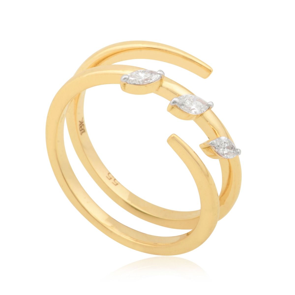 18k Yellow Gold 0.27 TCW SI clarity HI Color Diamond Part Wear Spiral Ring Jewelry For Women