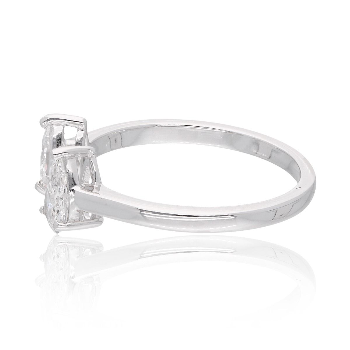 18k White Gold Handmade Cuff Ring Natural 0.48 Carat HI/SI Diamond Jewelry Gift For Her