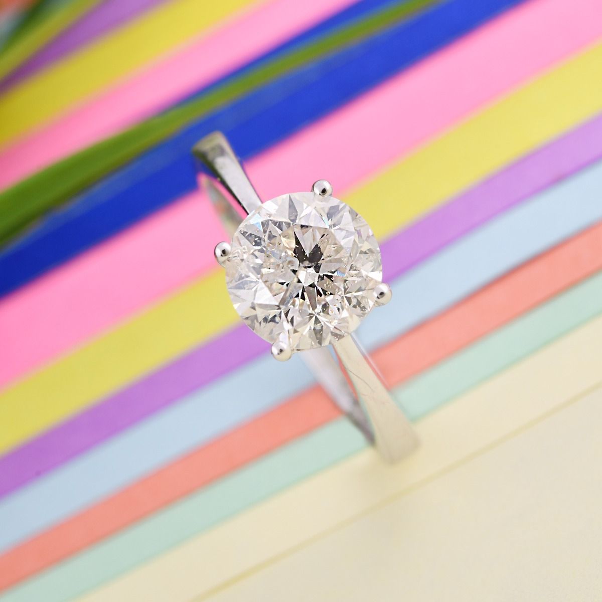 2.02 Carat HI/SI Diamond Wedding Ring Solid 18k White Gold Handmade Women Jewelry