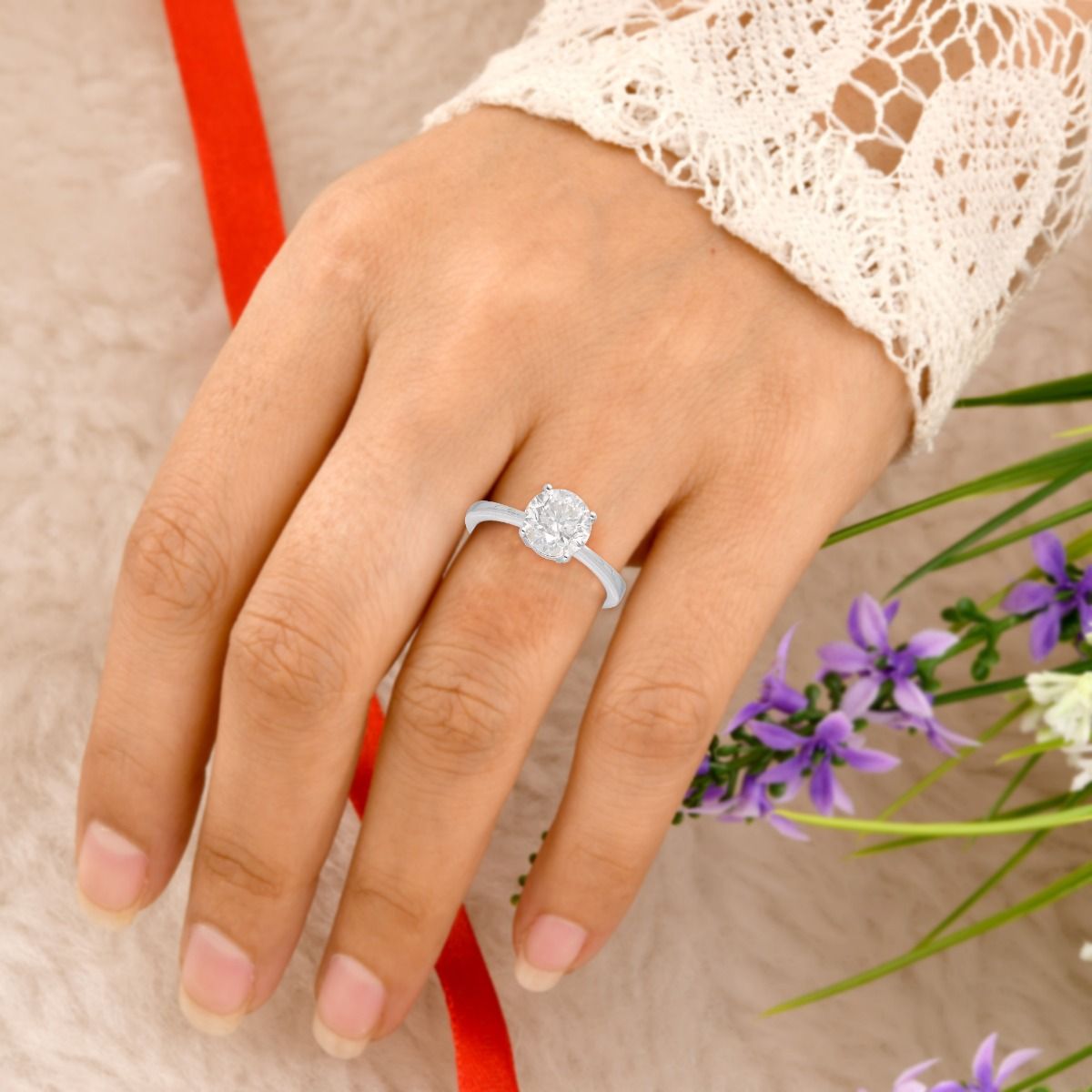 2.02 Carat HI/SI Diamond Wedding Ring Solid 18k White Gold Handmade Women Jewelry