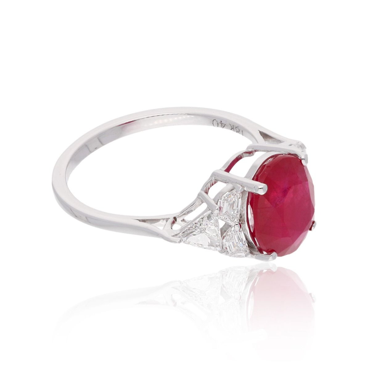 Natural 0.61 Carat HI/SI Diamond Ruby Gemstone Ring Solid 18k White Gold Handmade Jewelry Birthday Gift For Her