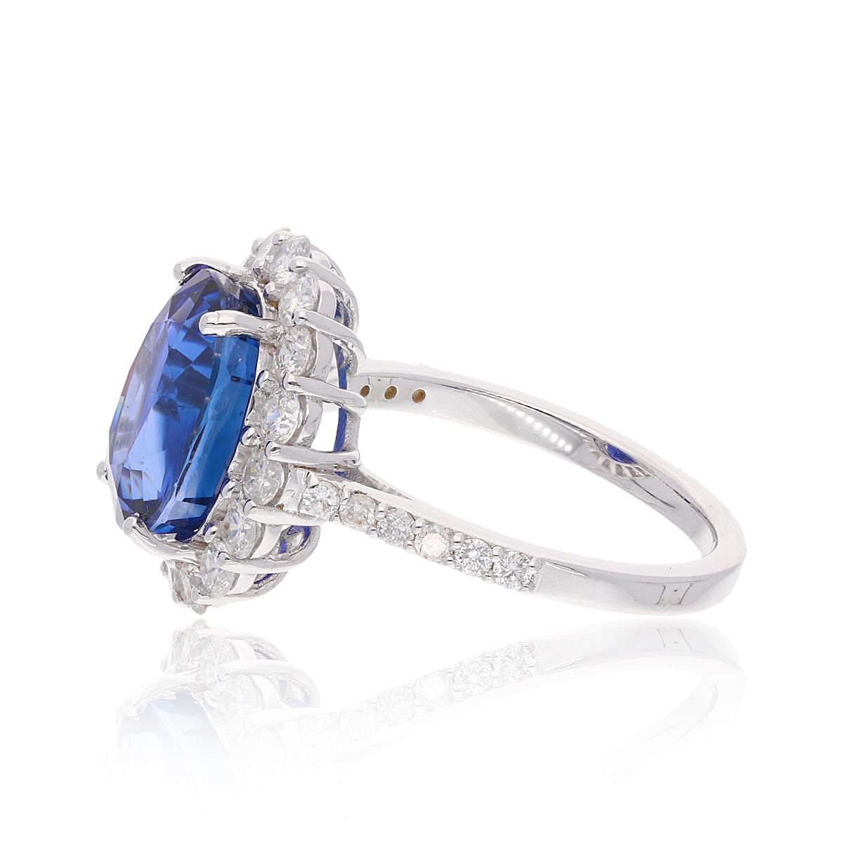 Solid 18k White Gold 1.05 Carat HI/SI Diamond Ring Natural Blue Sapphire Gemstone Jewelry