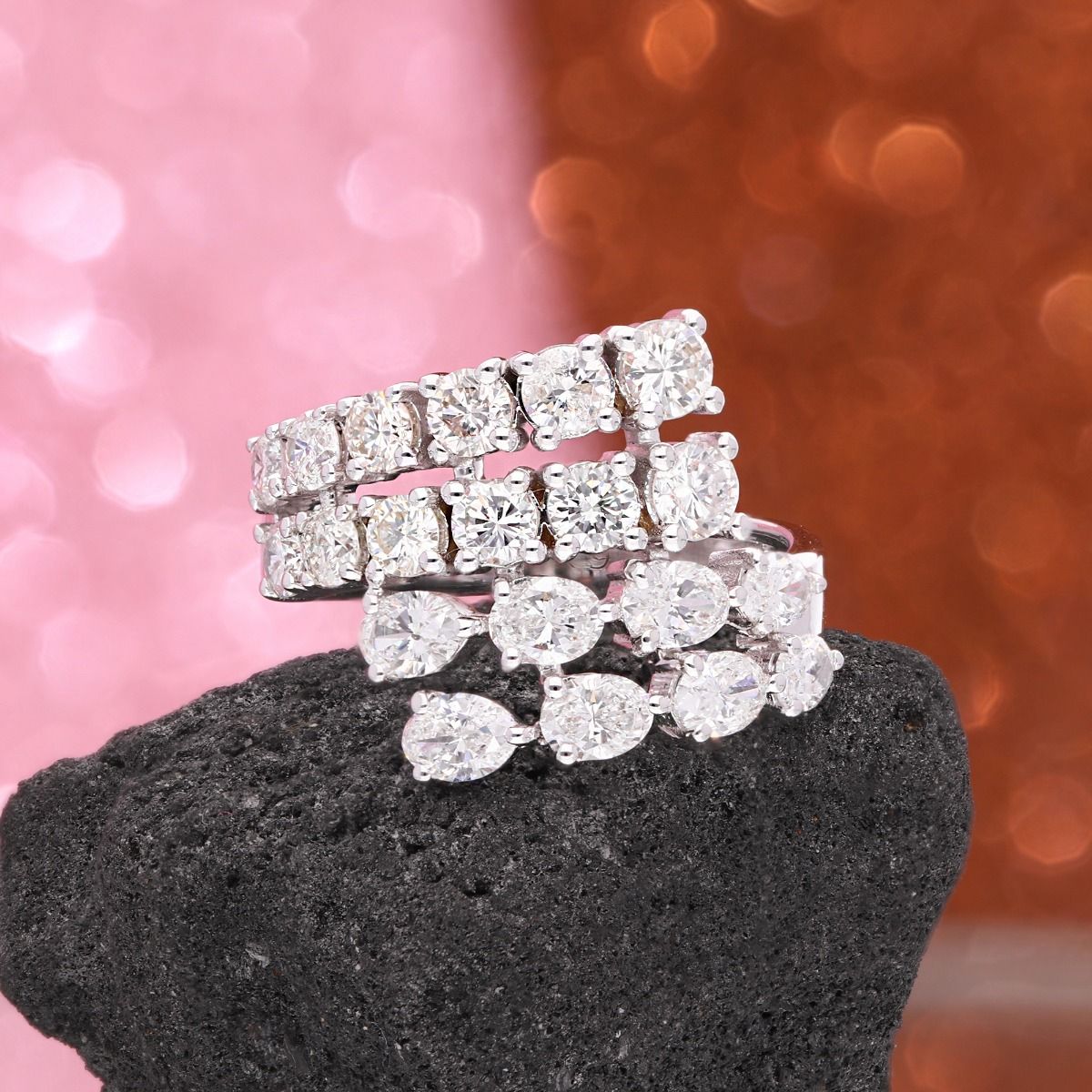 18k White Gold 2.32 Carat HI Color SI Clarity Diamond Handmade Ring Bridal Wedding Gold Fine Jewelry