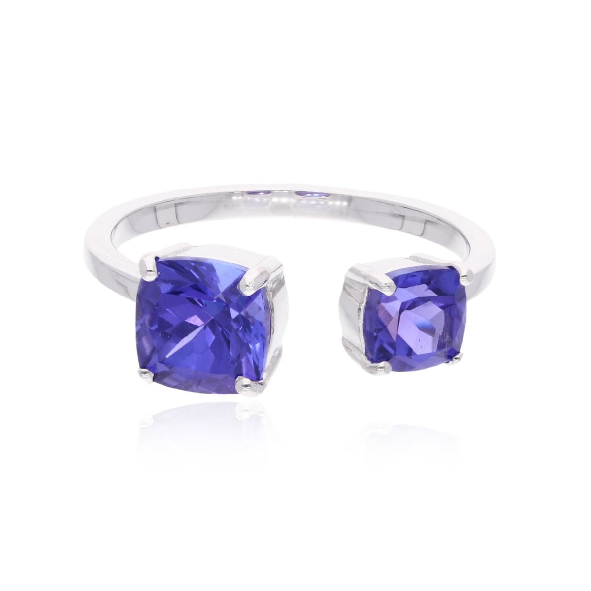 Natural Tanzanite Gemstone 18k White Gold Handmade Cuff Ring Fine Jewelry Gift For Her