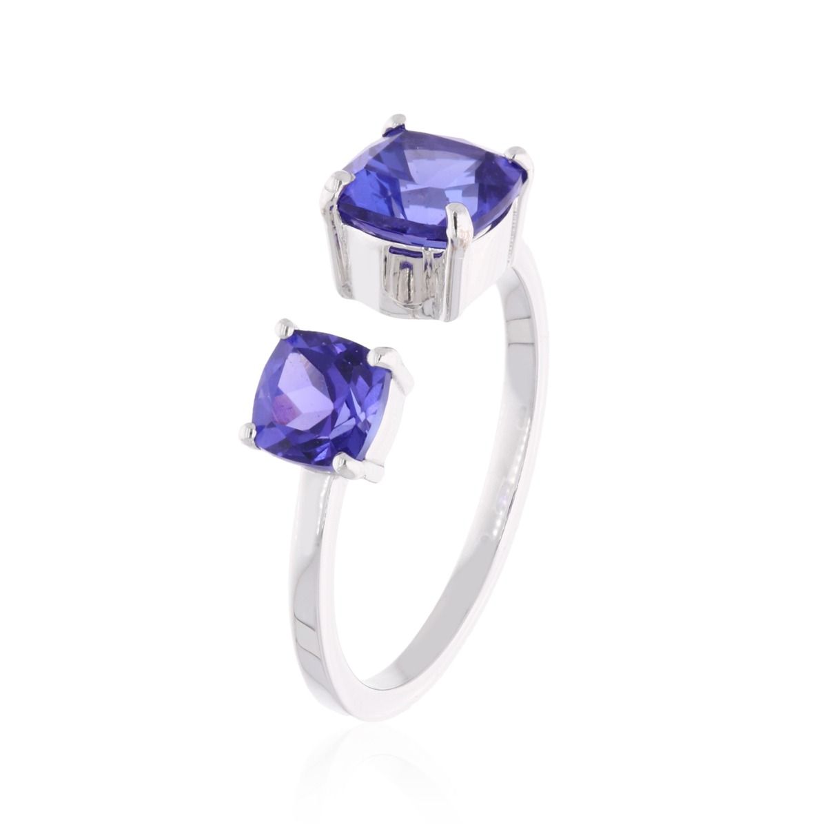 Natural Tanzanite Gemstone 18k White Gold Handmade Cuff Ring Fine Jewelry Gift For Her