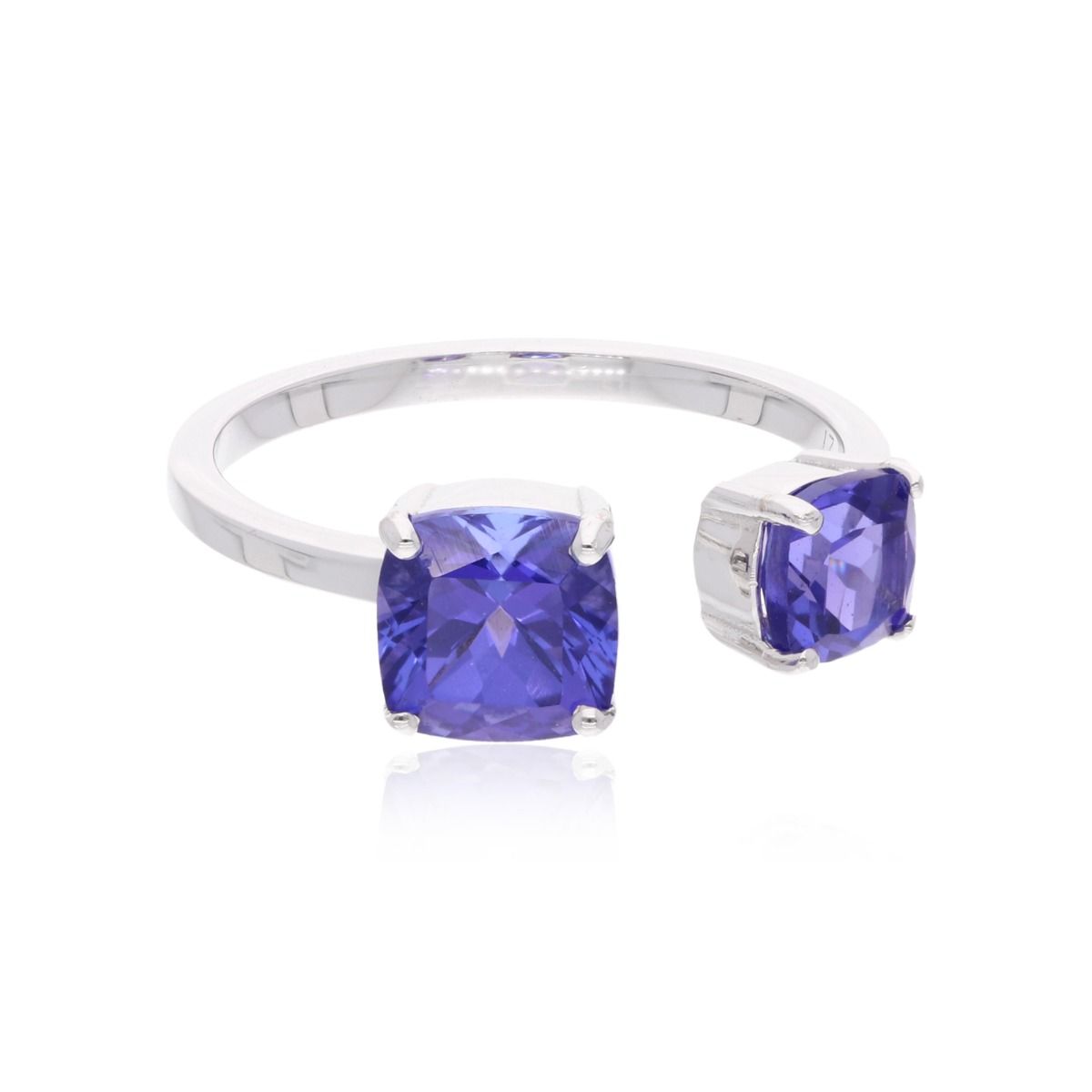 Natural Tanzanite Gemstone 18k White Gold Handmade Cuff Ring Fine Jewelry Gift For Her