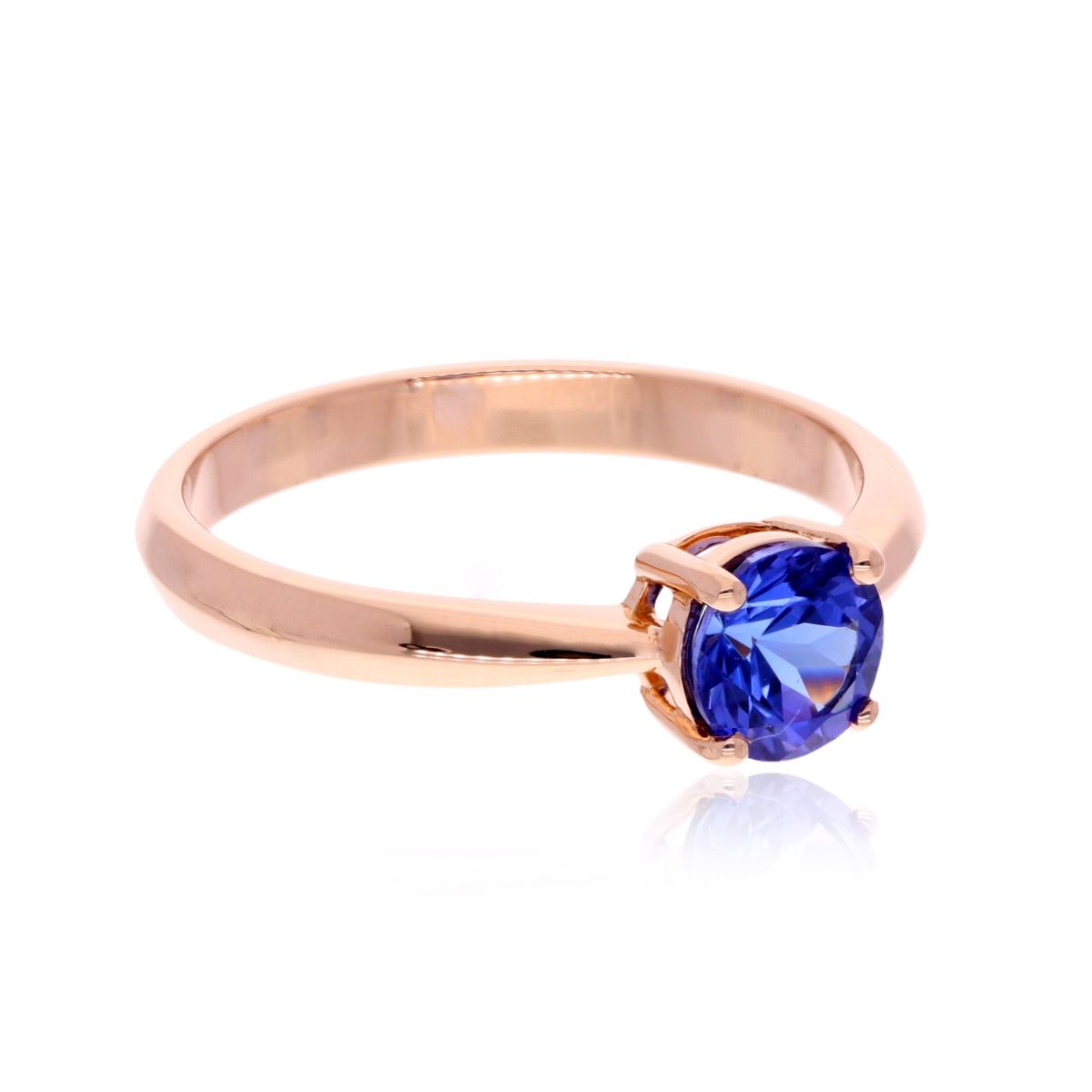 Round Shape Natural Tanzanite Gemstone Handmade Ring 18k Rose Gold Women Jewelry Gift For Her