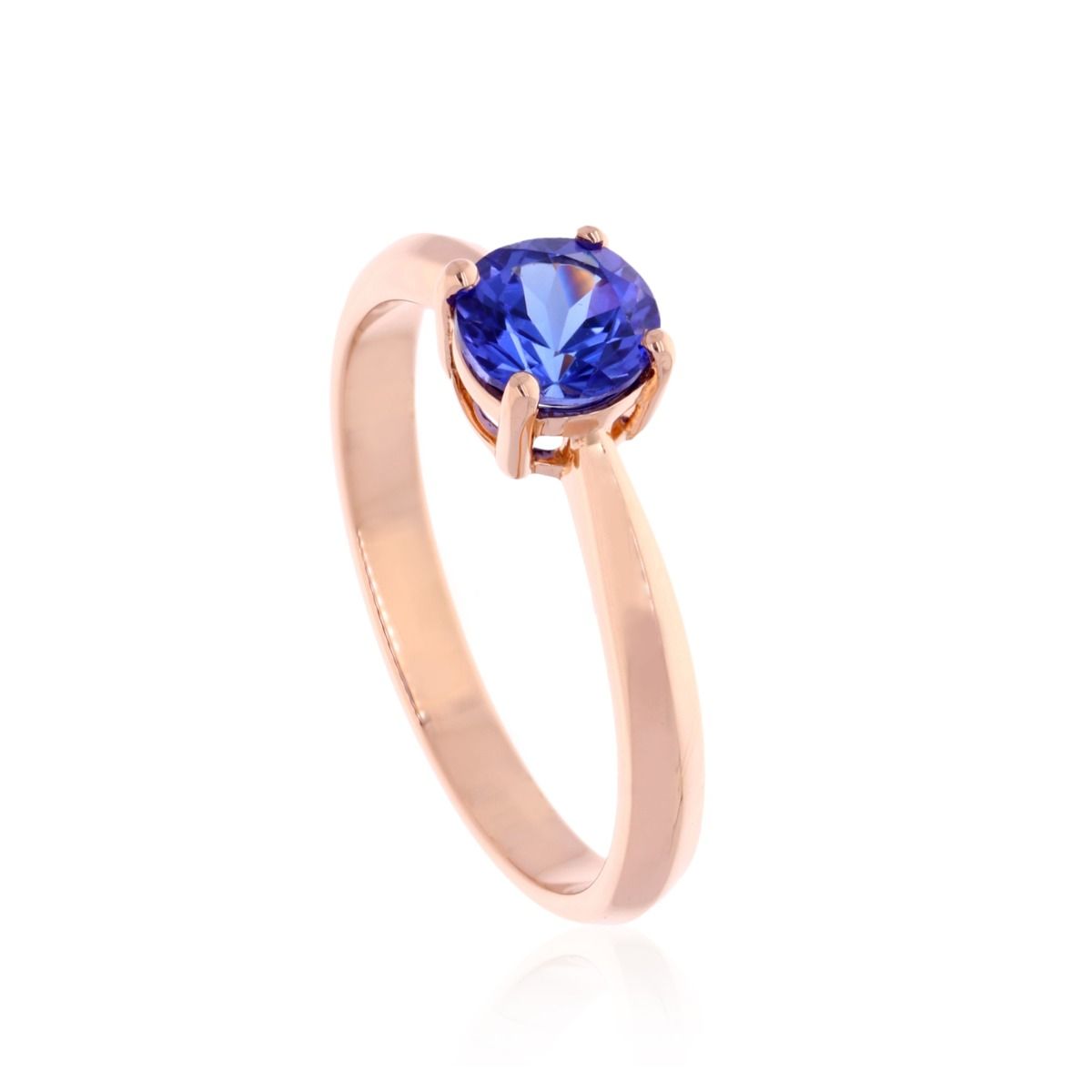 Round Shape Natural Tanzanite Gemstone Handmade Ring 18k Rose Gold Women Jewelry Gift For Her