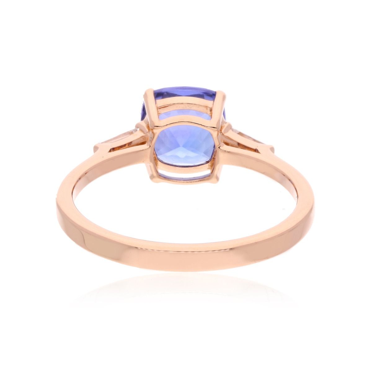 Solid 18k Rose Gold 0.09 Carat HI/SI Clarity Diamond Ring Natural Cushion Shape Tanzanite Gemstone Jewelry