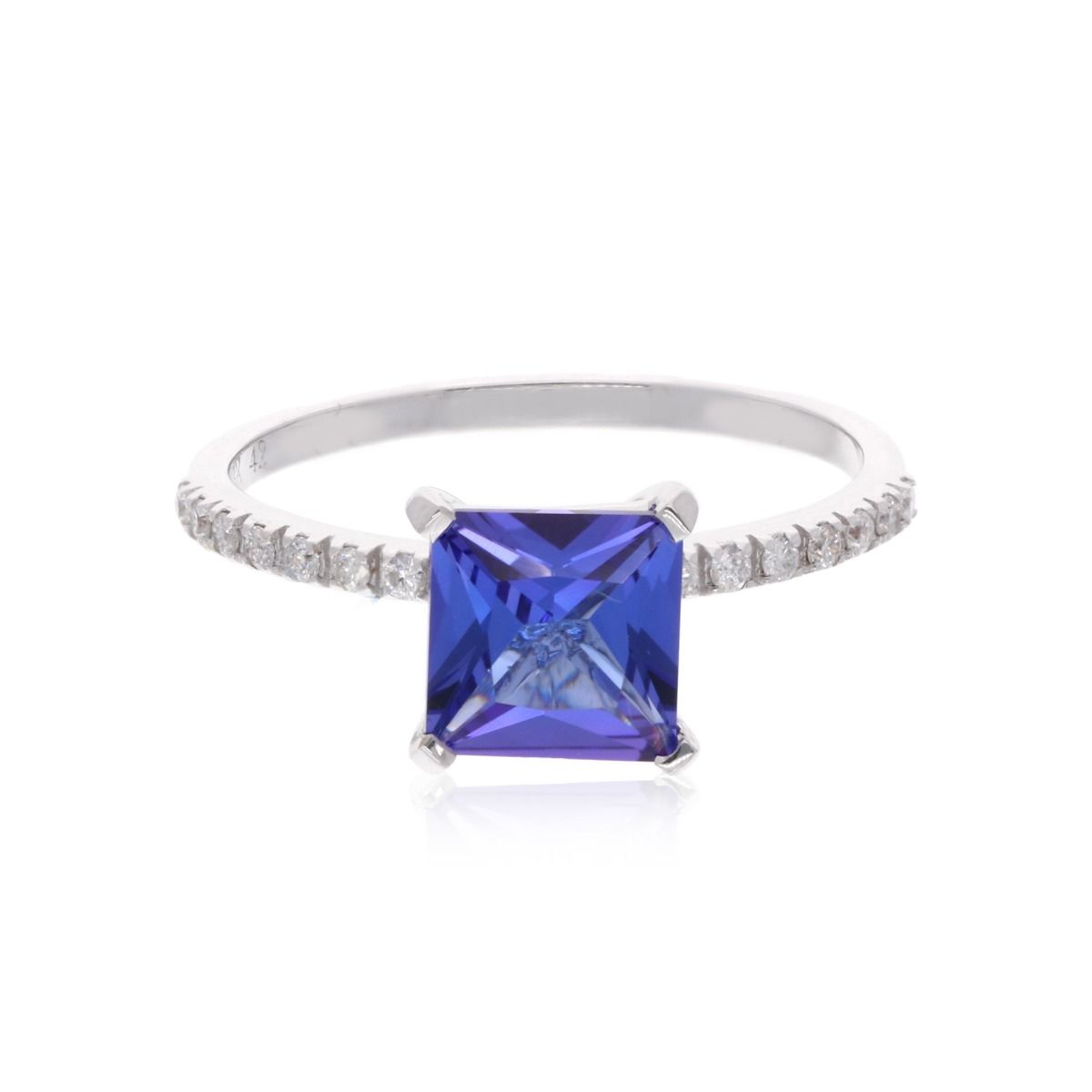 Solid 18k White Gold Handmade Ring Natural 0.18 Carat HI/SI Diamond Tanzanite Gemstone Jewelry