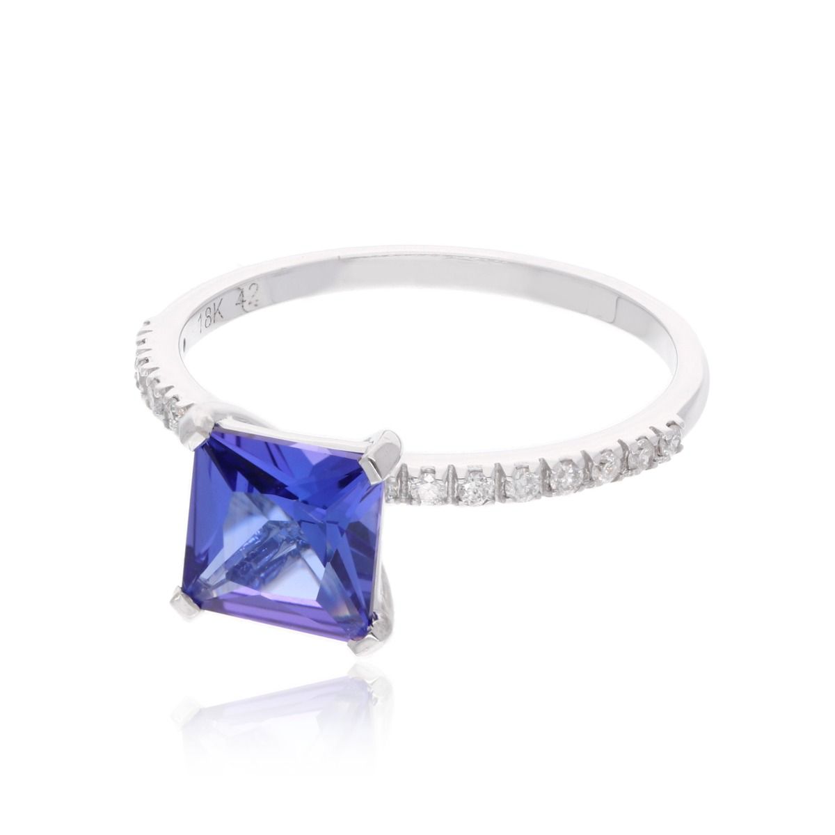 Solid 18k White Gold Handmade Ring Natural 0.18 Carat HI/SI Diamond Tanzanite Gemstone Jewelry