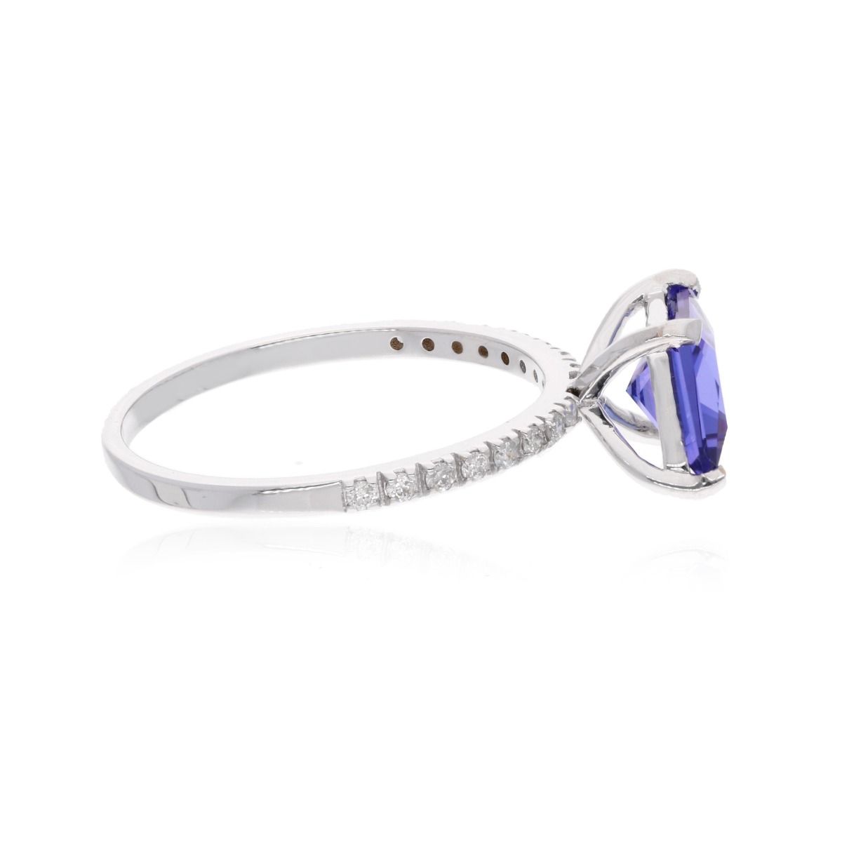 Solid 18k White Gold Handmade Ring Natural 0.18 Carat HI/SI Diamond Tanzanite Gemstone Jewelry