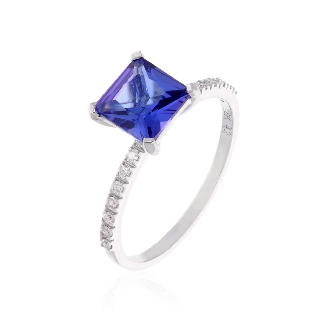 Solid 18k White Gold Handmade Ring Natural 0.18 Carat HI/SI Diamond Tanzanite Gemstone Jewelry