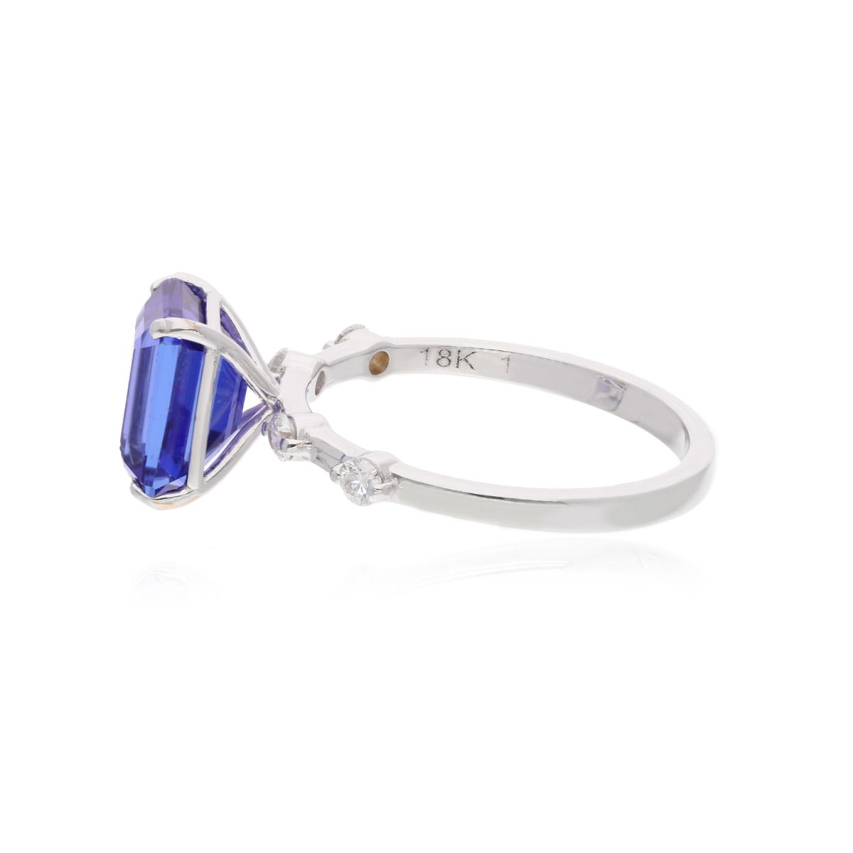 Natural 0.10 Carat HI Color SI Clarity Diamond Tanzanite Gemstone Ring 18k White Gold Jewelry