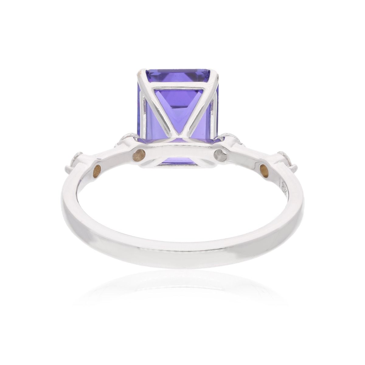 Natural 0.10 Carat HI Color SI Clarity Diamond Tanzanite Gemstone Ring 18k White Gold Jewelry