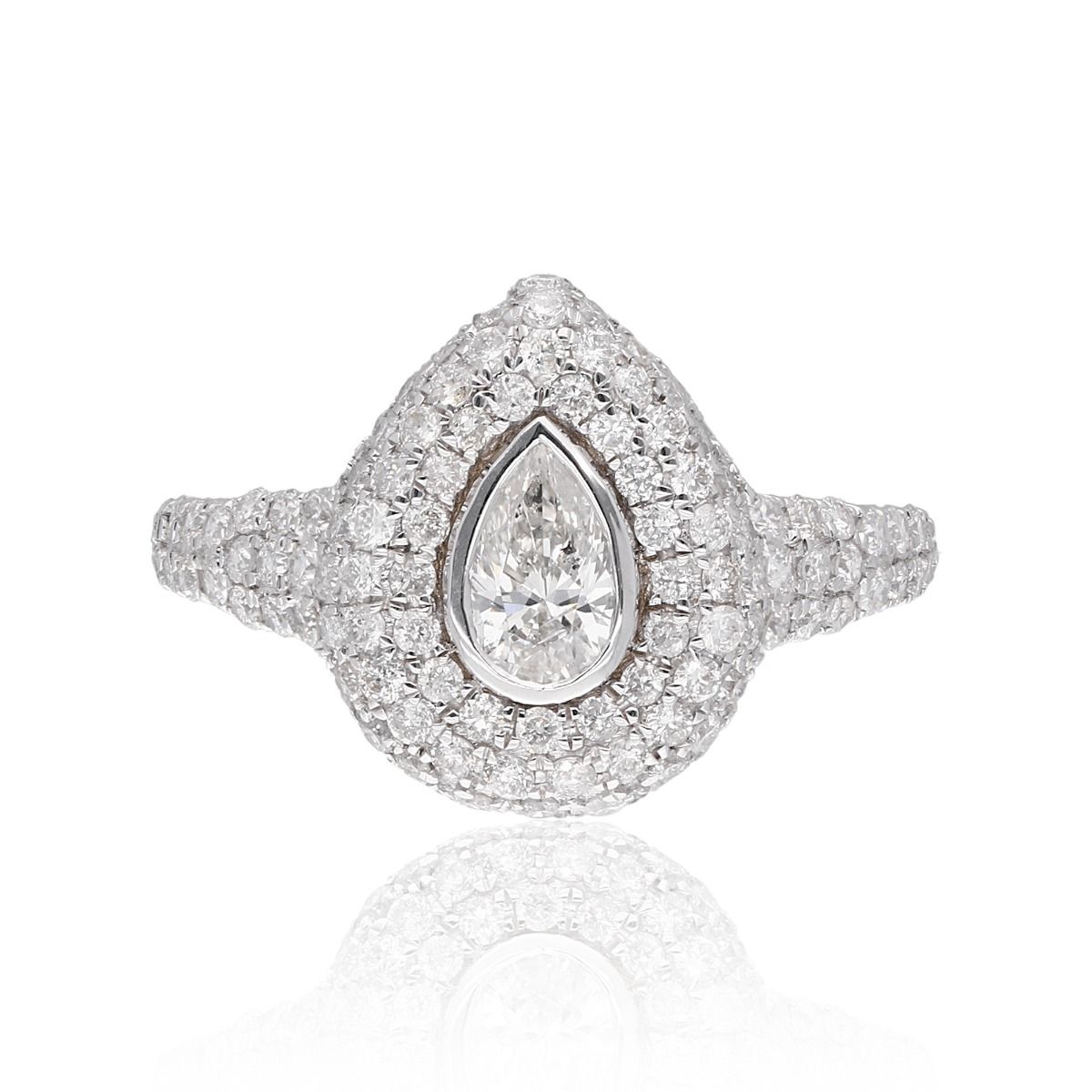 Dazzling Diamond Anniversary Ring Crafted with 18k White Gold 1.48 Carat Hi Color Si Clarity