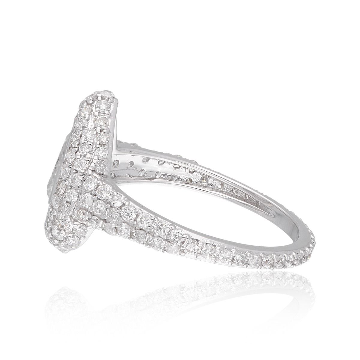 Dazzling Diamond Anniversary Ring Crafted with 18k White Gold 1.48 Carat Hi Color Si Clarity